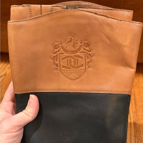 Two-Tone Leather Riding Boots - Picture 6 of 7